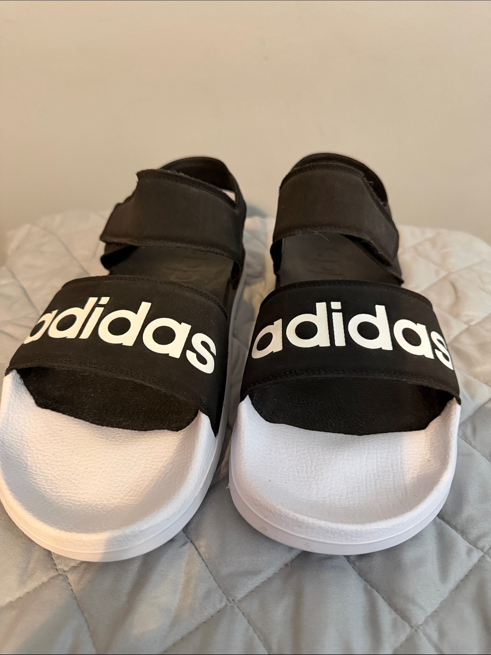 adidas Black and White Men’s Slide Sandals with Bold Logo